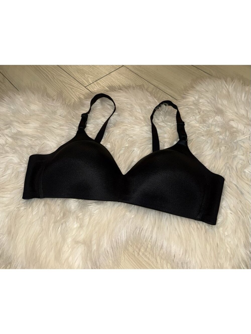 Warners 01056 No Side Effects Contour Bra Lined Wire Free Womens 38B Black